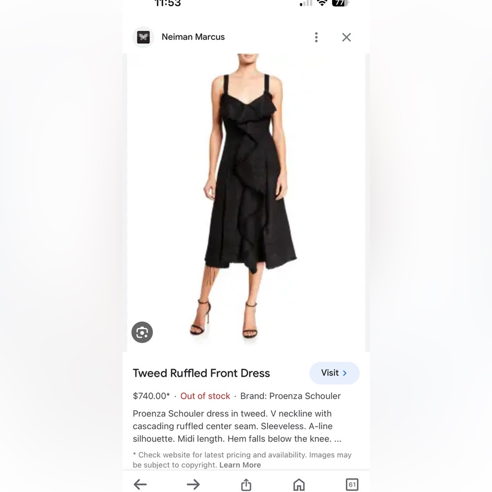 PROENZA SHOULER black woven dress size 2